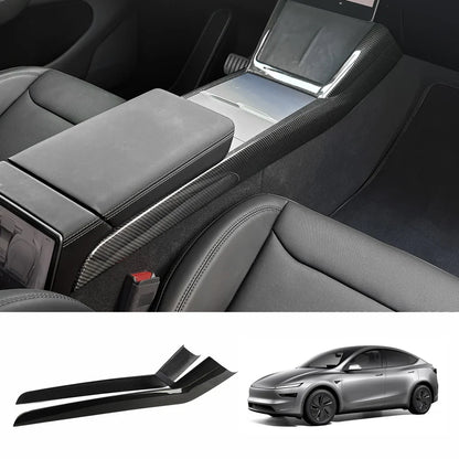 [Real Carbon Fiber] One-Piece Center Console Side Trim for Tesla Model Y Juniper 2025+ Glossy Carbon Fiber