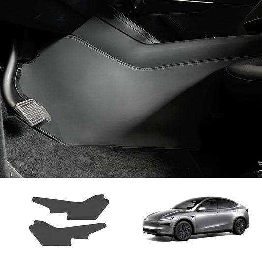 Extended-Length Center Console Side Kick Protection Pads -2-Piece Napa Leather Set for Tesla Model Y Juniper 2025+