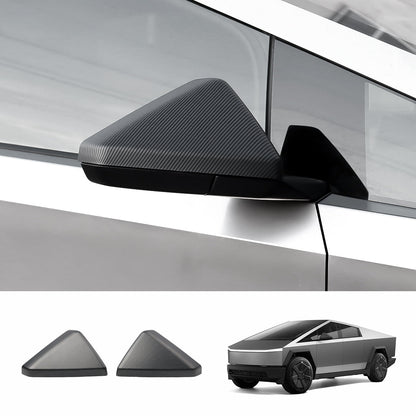 Rear View Mirror Covers (Carbon Fiber Pattern ABS) (1 Pair) for Tesla Cybertruck Matte Carbon Fiber