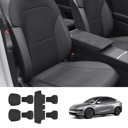 Napa Leather Seat Cushion Set – All-Season Ventilated Comfort for Tesla Model Y Juniper 2025+ (7-Piece Set) Black