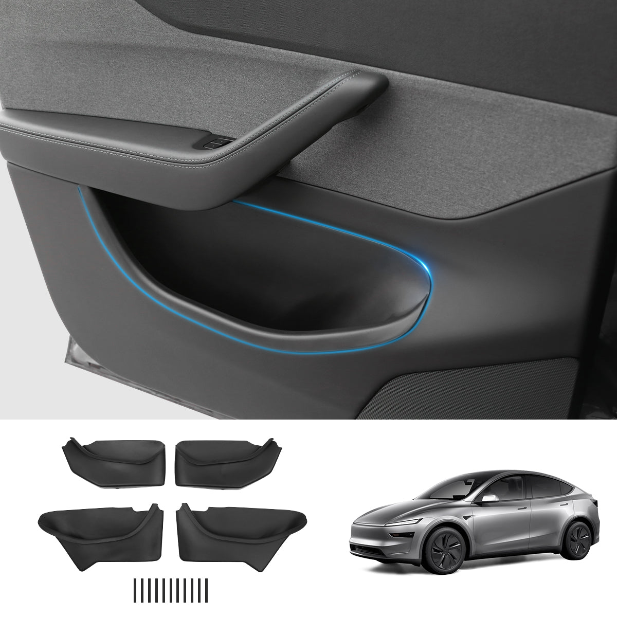 Full-Coverage Door Storage Organizer – Waterproof & Dirt-Resistant for Tesla Model Y Juniper 2025+