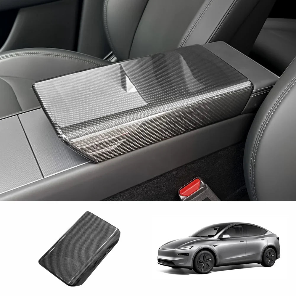 [Real Carbon Fiber] Armrest Cover for Tesla Model Y Juniper 2025+ Glossy Carbon Fiber