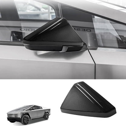 Rear View Mirror Covers (Carbon Fiber Pattern ABS) (1 Pair) for Tesla Cybertruck Glossy Carbon Fiber