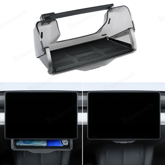 Model 3/Y Hidden Foldable Central Control Screen Lower Storage Box for Tesla 2024 Model 3 Highland Black
