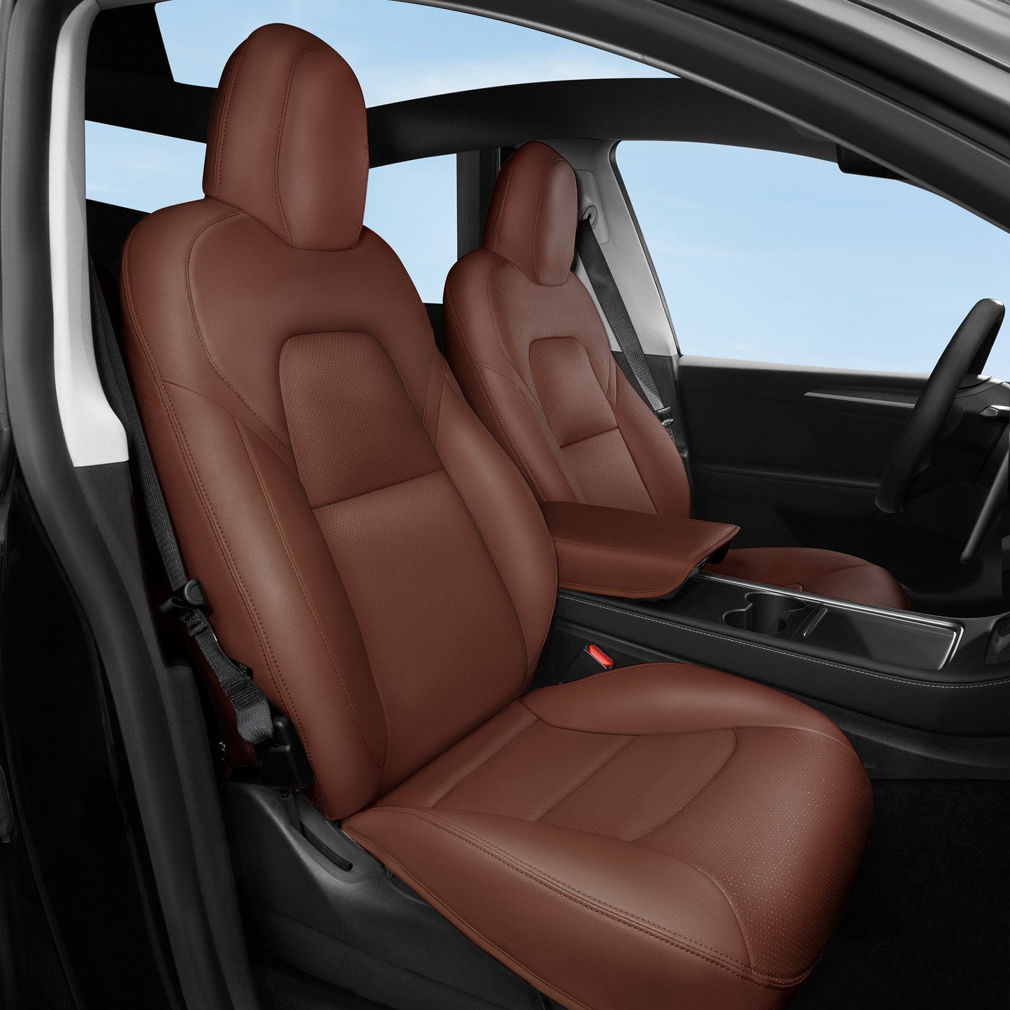 All-Inclusive 2024+ Tesla Model 3 Highland Seat Cover Nappa Leather Dark Brown Full Set (Front & Rear Seats)