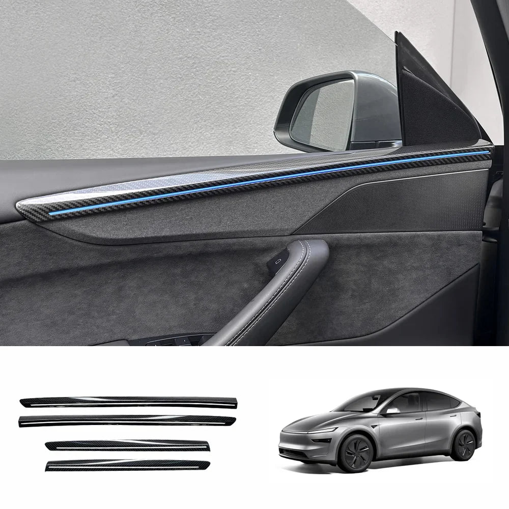 [Real Carbon Fiber] Door Trim Cover for Tesla Model Y Juniper 2025+ (4 Pcs) Glossy Carbon Fiber