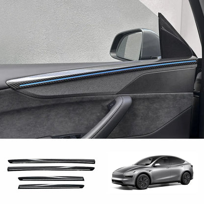 [Real Carbon Fiber] Door Trim Cover for Tesla Model Y Juniper 2025+ (4 Pcs) Glossy Carbon Fiber