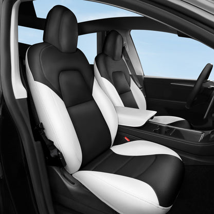 All-Inclusive 2018-2023 Model 3 Seat Cover for Tesla Nappa Leather White Black Full Set (Front & Rear Seats)