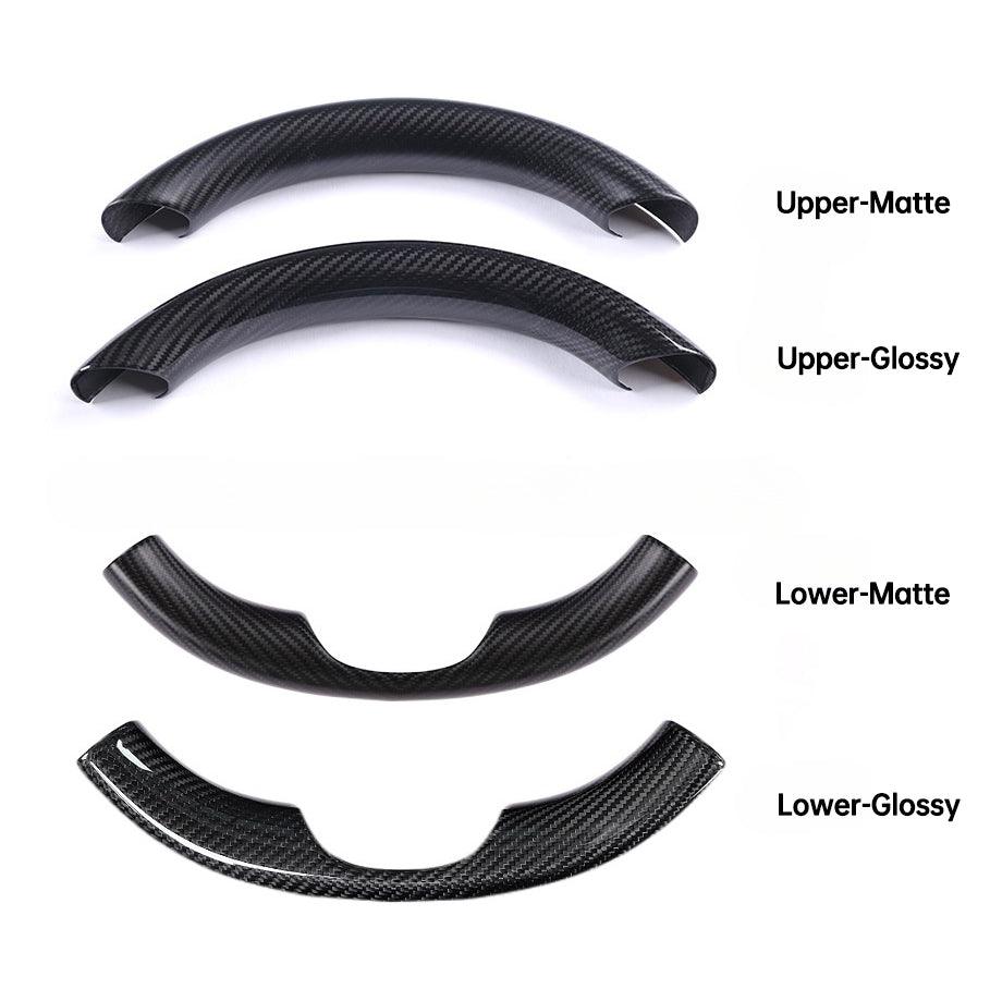 [Real Carbon Fiber] Steering Wheel Upper/Lower Cover For Tesla Model 3/Y Accessories (2017-2023)
