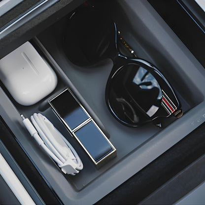Double-layer Organizer - Sliding Center Console Tray for Tesla Model 3/Y (2021-2023) Grey Style 2