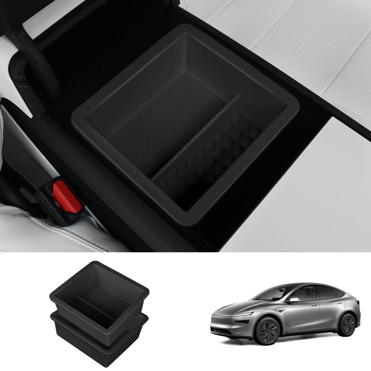 Center Console & Armrest Storage Box for Tesla Model Y Juniper 2025+ Armrest Box Storage Box Black