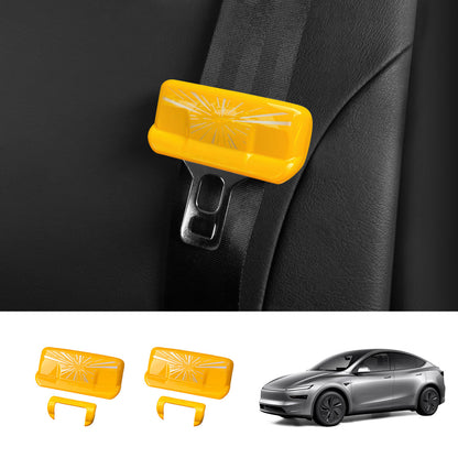 Seat Belt Buckle Cover Set for Tesla Model Y Juniper 2025+ Front Row Set (2 Pairs) Time Tunnel Style Yellow