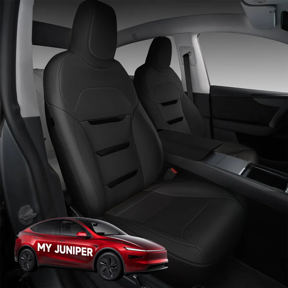 All-Inclusive Seat Cover for New Tesla Model Y Juniper 2025+ Nappa Leather 3-Lined Insignia Black Full Set (Front & Rear Seats)