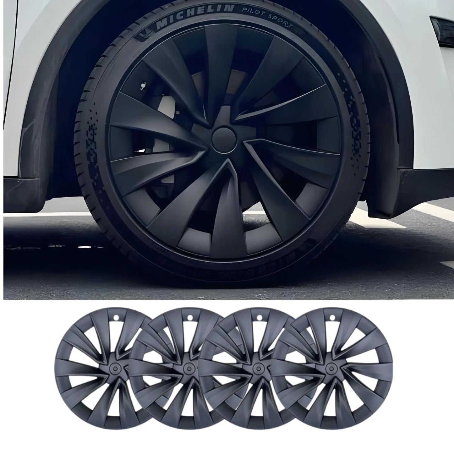 Helix 2.0 Style Wheel Hubcaps (Set of 4) for Tesla 2025+ Model Y Juniper 20''