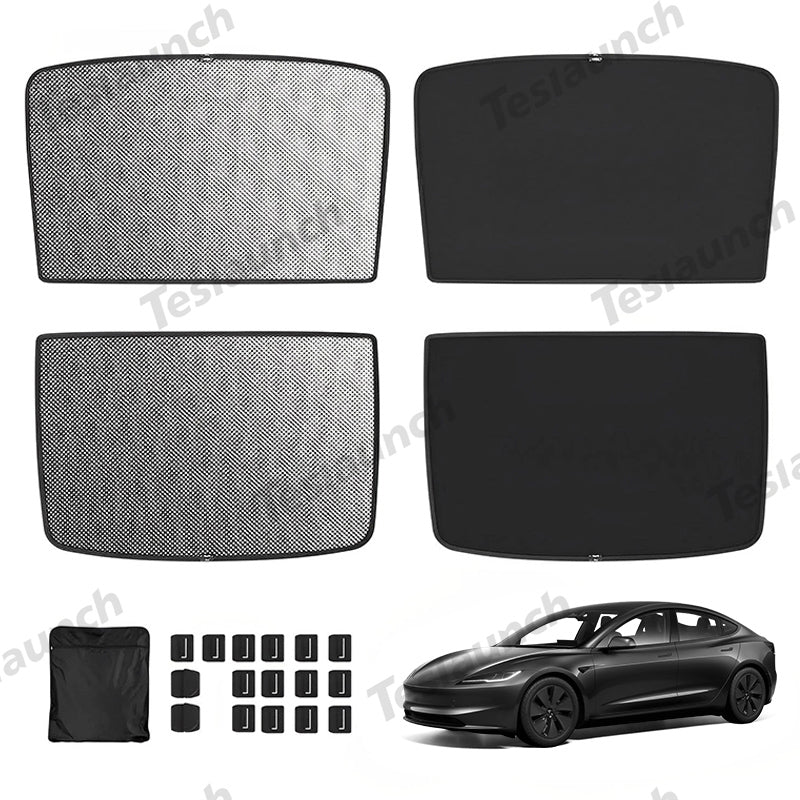 Upgrade Built-in Reflective Sunroof Sunshade for Model Y / Model 3 Model 3 (2024-2025 M3 Highland) Black