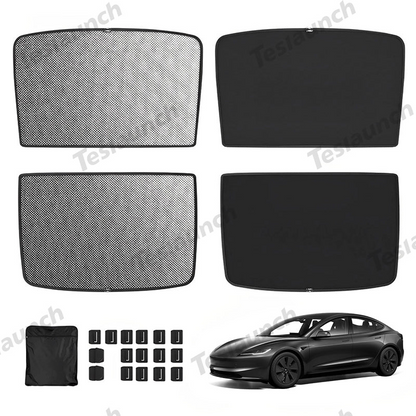 Upgrade Built-in Reflective Sunroof Sunshade for Model Y / Model 3 Model 3 (2024-2025 M3 Highland) Black
