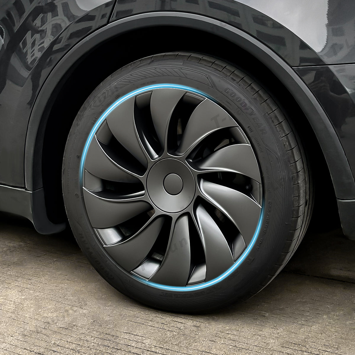 19'' Crossflow Hubcaps Wheel Covers – Spiral Spoke Style for Tesla Model Y Juniper 2025+ (Set of 4)