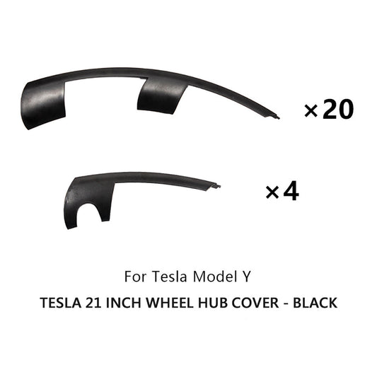 21" Precision-Fit Wheel Rim Protector Segmented Snap-On Installation Decorative Cover For Tesla Model Y 2021-2024 Black