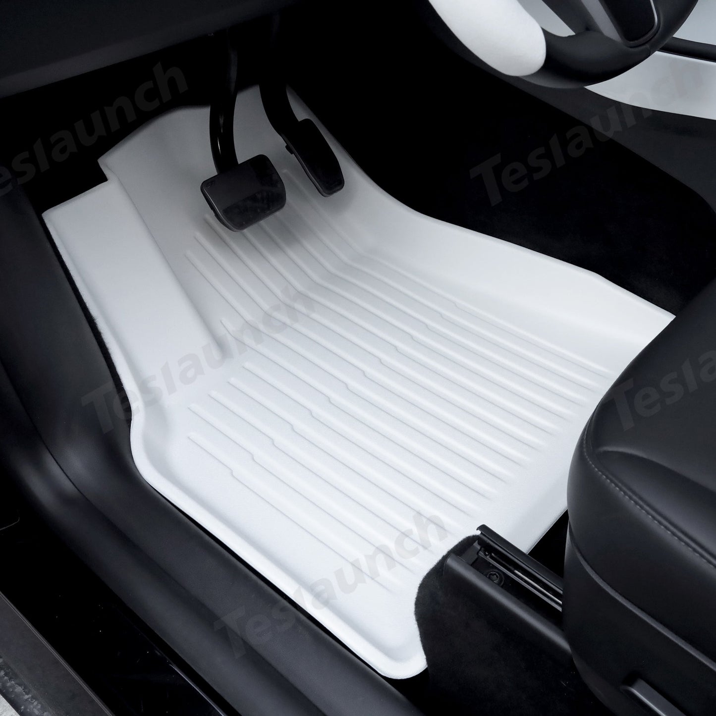 White TPE All Weather Floor Mat for Tesla Model 3/Y Floor Mat (3 pcs) Right-hand Drive