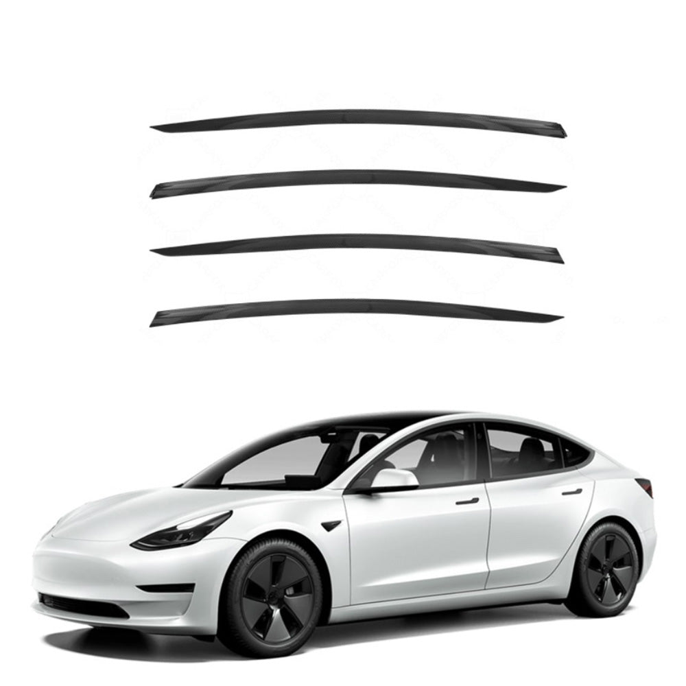 Rain Guard Side Window Deflectors (4 PCS) for Tesla Model 3/Y Model 3 (2017-2024) Long (55.1 Inch) Carbon Fiber