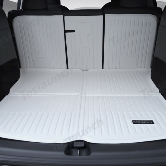 White TPE All Weather Floor Mat for Tesla Model 3/Y Frunk & Trunk Mat (4 pcs) Right-hand Drive