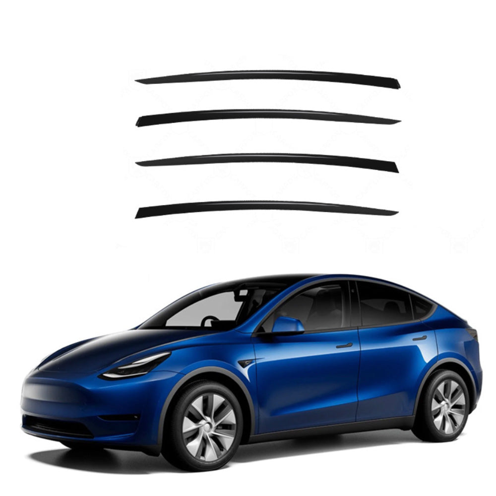 Rain Guard Side Window Deflectors (4 PCS) for Tesla Model 3/Y Model Y (2020+) Long (55.1 Inch) Glossy Black