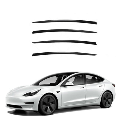 Rain Guard Side Window Deflectors (4 PCS) for Tesla Model 3/Y Model 3 (2017-2024) Short (48.4 Inch) Glossy Black