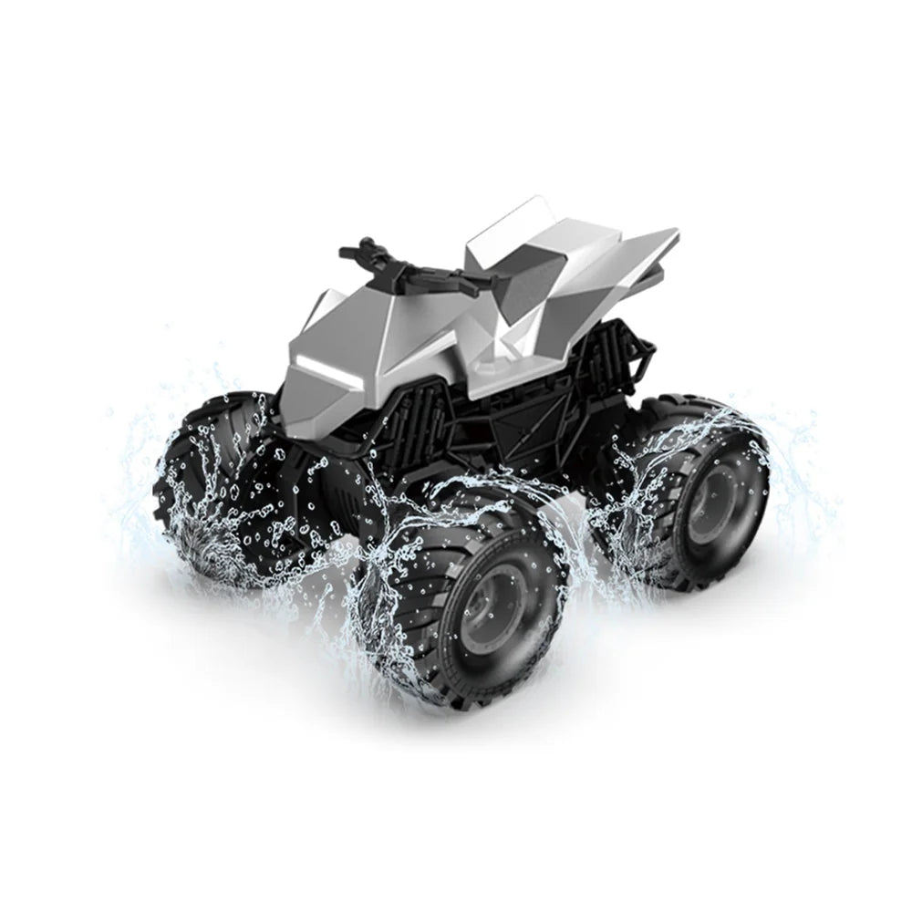 1:20 Scale Cybertruck-Inspired Amphibious RC Toy Car — 4WD Off-Road All-Terrain Truck TCS25 Motorcycle (Standard) Silver