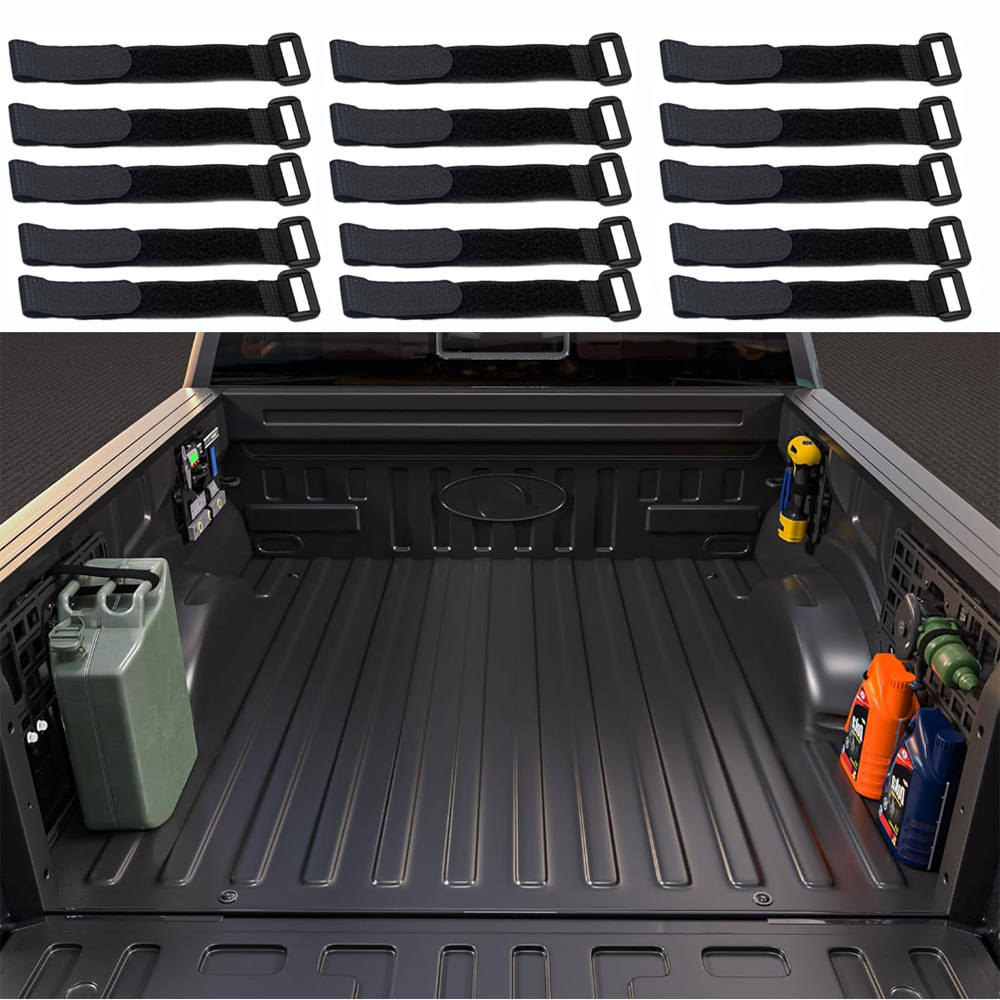 Reusable Hook and Loop Fastening Straps for Cybertruck Black 15 Pcs