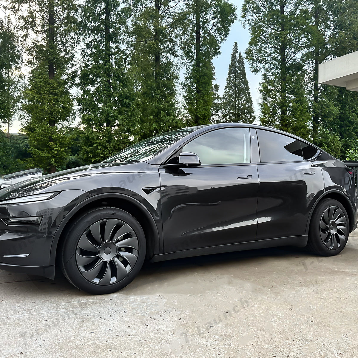 19'' Crossflow Hubcaps Wheel Covers – Spiral Spoke Style for Tesla Model Y Juniper 2025+ (Set of 4)