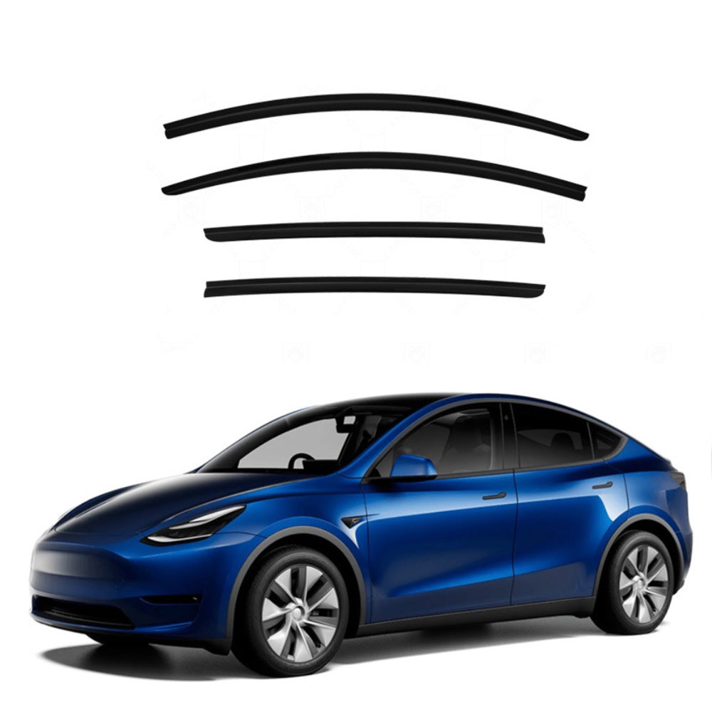 Rain Guard Side Window Deflectors (4 PCS) for Tesla Model 3/Y Model Y (2020+) Short (44.5 Inch) Glossy Black