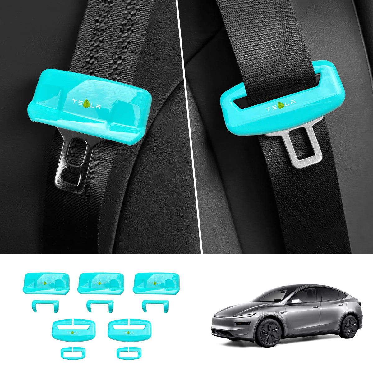Seat Belt Buckle Cover Set for Tesla Model Y Juniper 2025+ Full Car Set (5 Pairs) Minimalist Style Blue