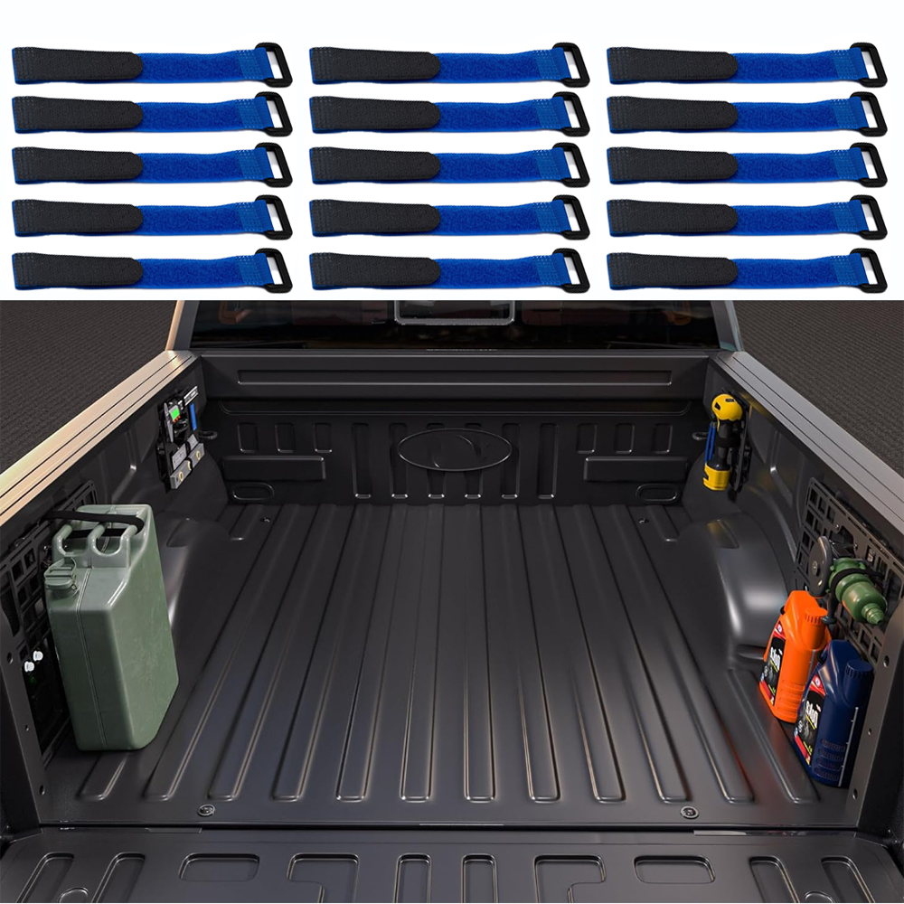 Reusable Hook and Loop Fastening Straps for Cybertruck Blue 15 Pcs