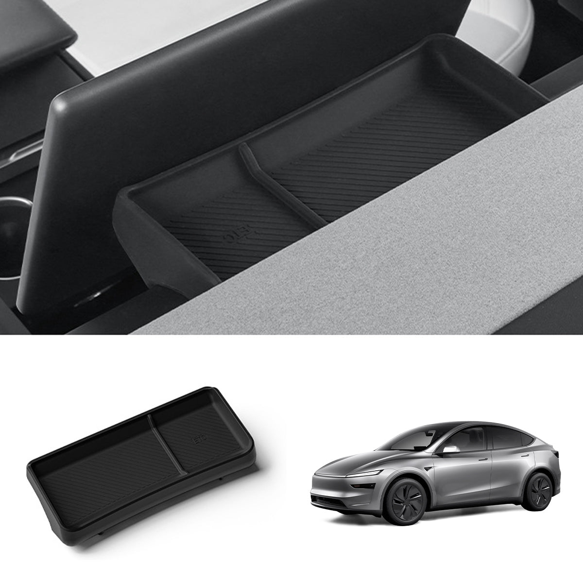 Silicone Dashboard Storage Box for Tesla Model Y Juniper 2025+ Black