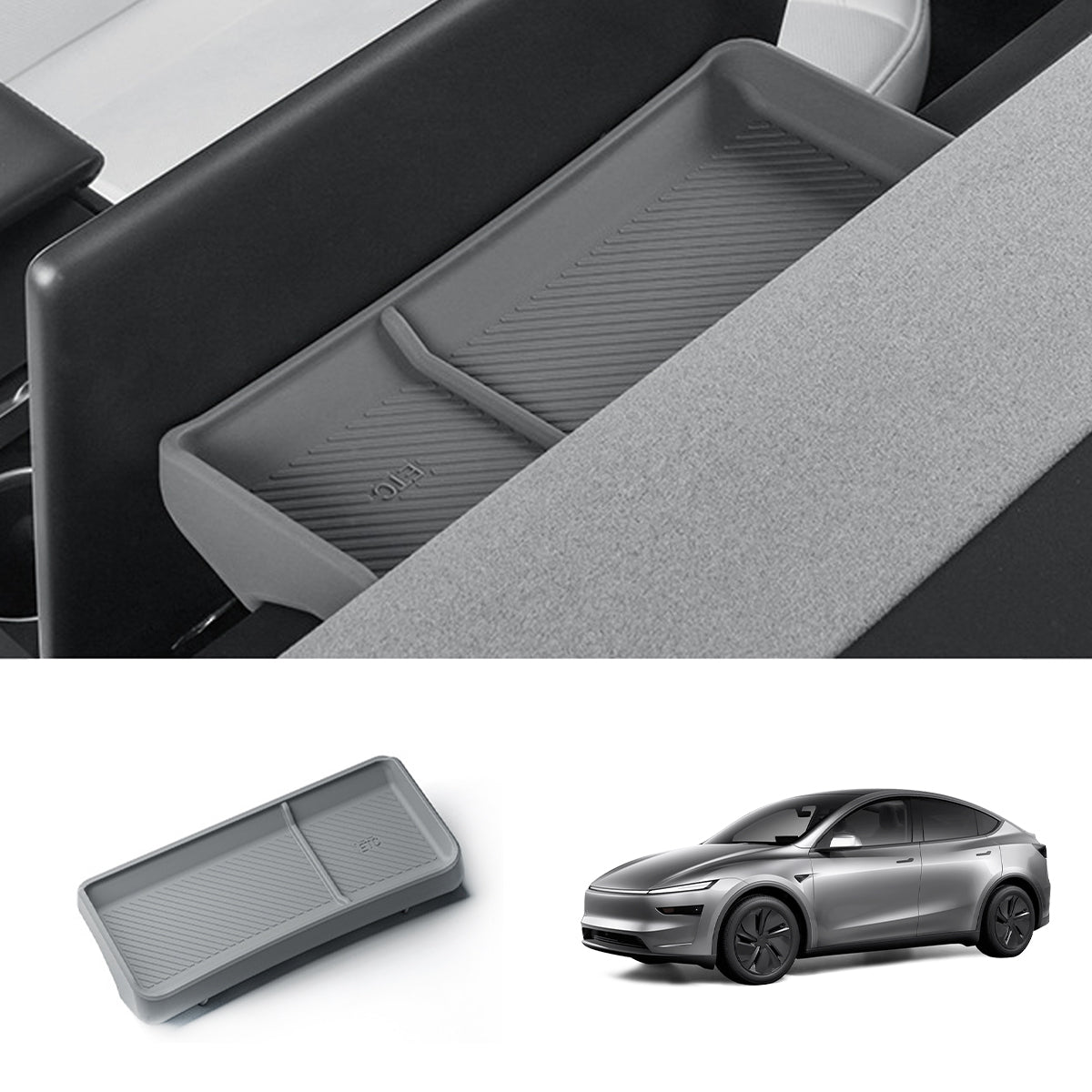 Silicone Dashboard Storage Box for Tesla Model Y Juniper 2025+ Grey