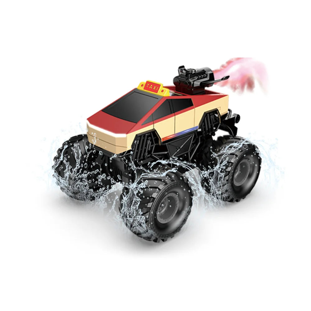 1:20 Scale Cybertruck-Inspired Amphibious RC Toy Car — 4WD Off-Road All-Terrain Truck TCS13 Pickup (Spray) Red