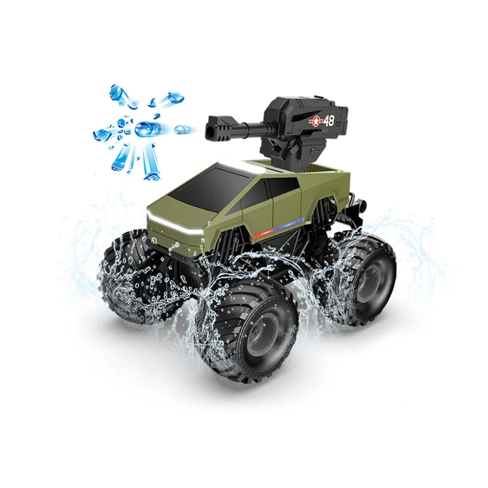 1:20 Scale Cybertruck-Inspired Amphibious RC Toy Car — 4WD Off-Road All-Terrain Truck TCS15 Pickup (Water Bullet) Green