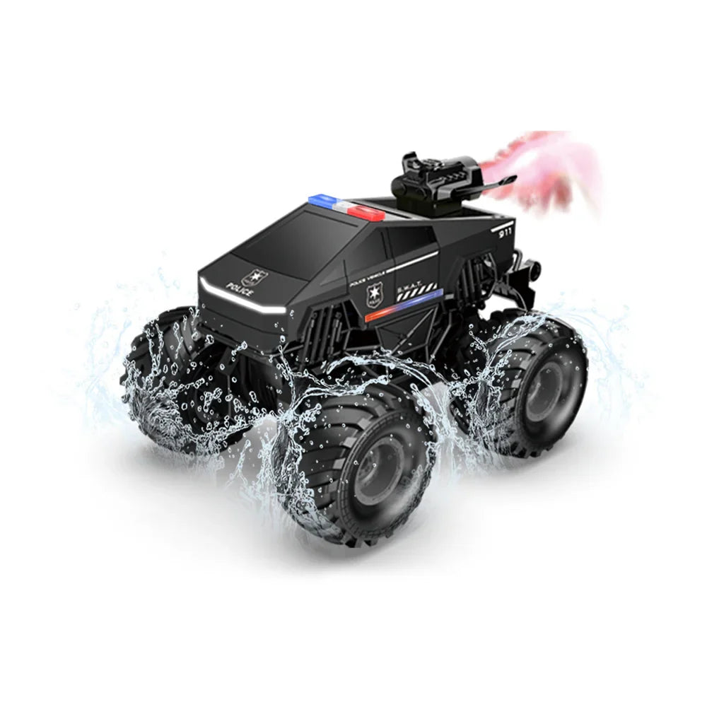 1:20 Scale Cybertruck-Inspired Amphibious RC Toy Car — 4WD Off-Road All-Terrain Truck TCS13 Pickup (Spray) Black