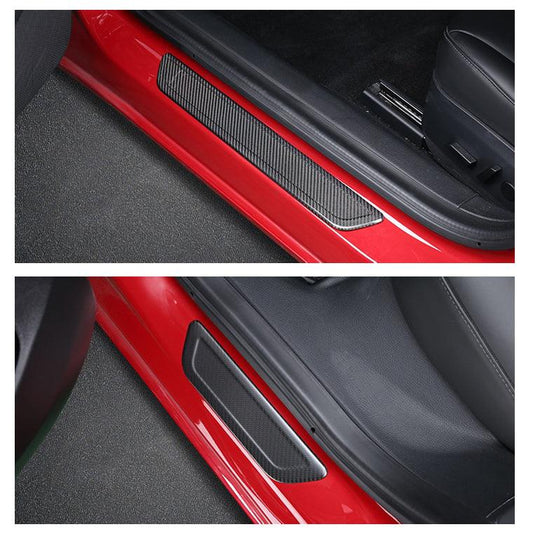 [Real Carbon Fiber] Door Sill Covers Protector For Tesla Model 3/Y (4 Pcs)