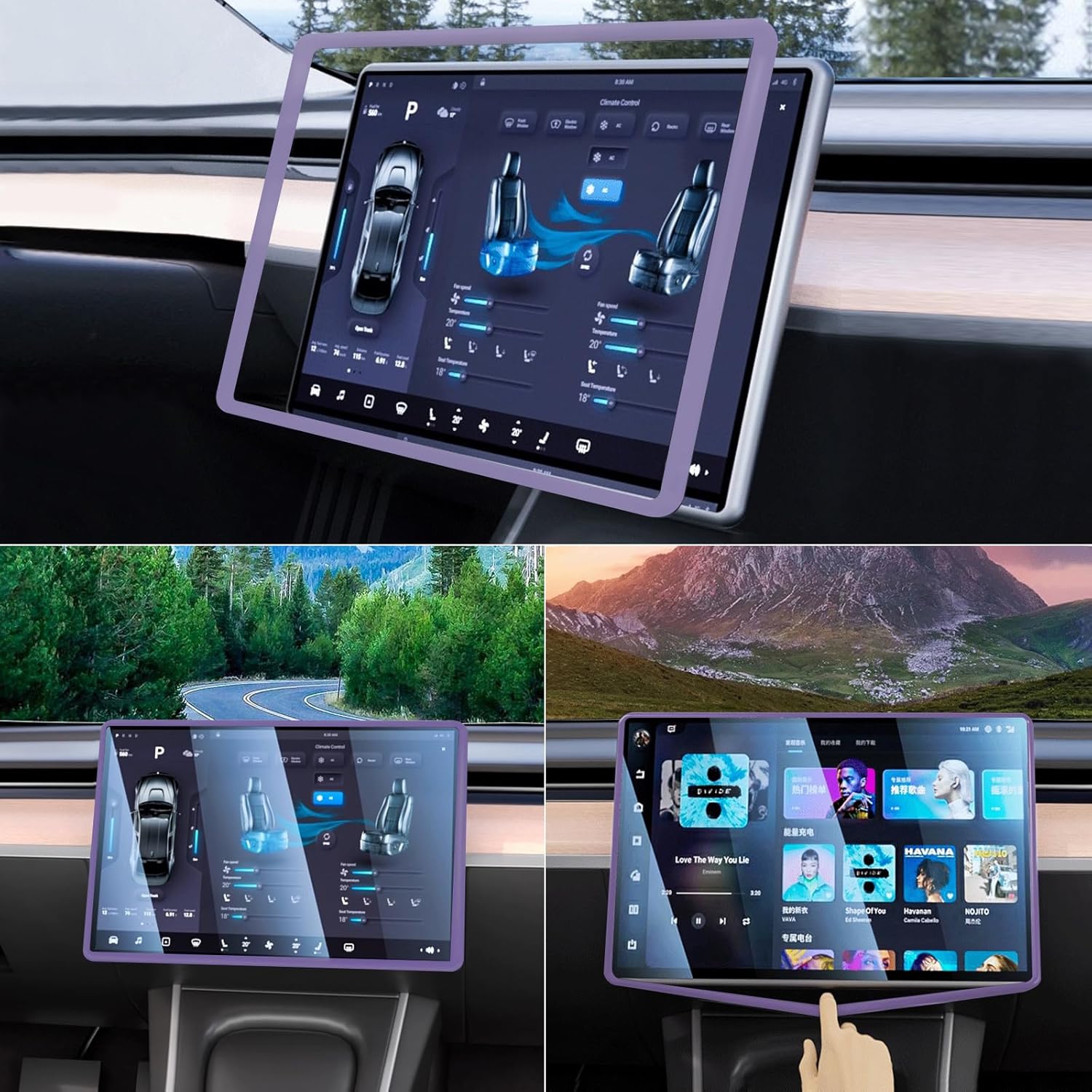 2PCS Screen Rear view Mirror Protector Trim Frame For Tesla Model 3 Y