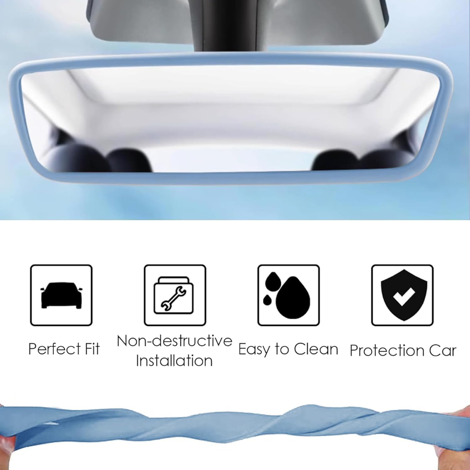 2PCS Screen Rear view Mirror Protector Trim Frame For Tesla Model 3 Y