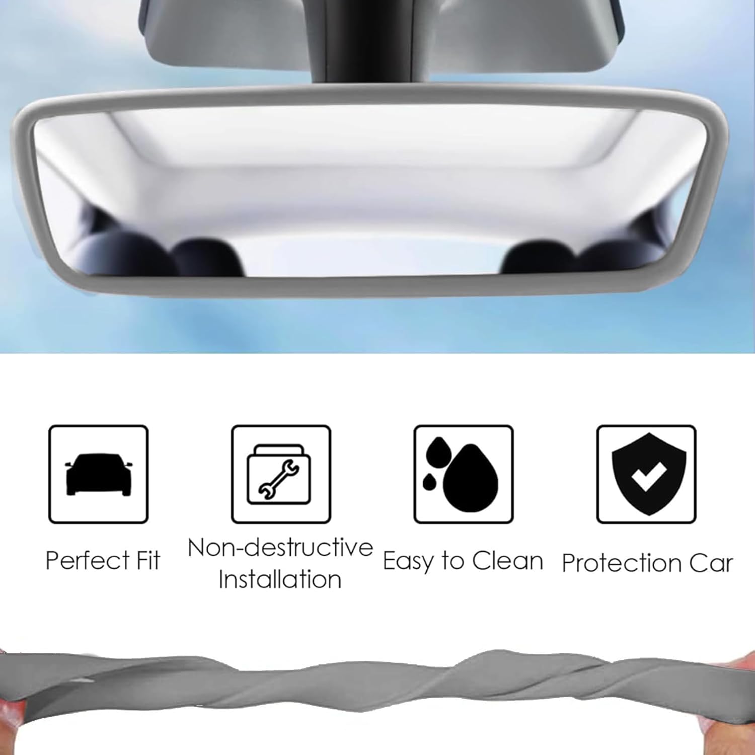 2PCS Screen Rear view Mirror Protector Trim Frame For Tesla Model 3 Y