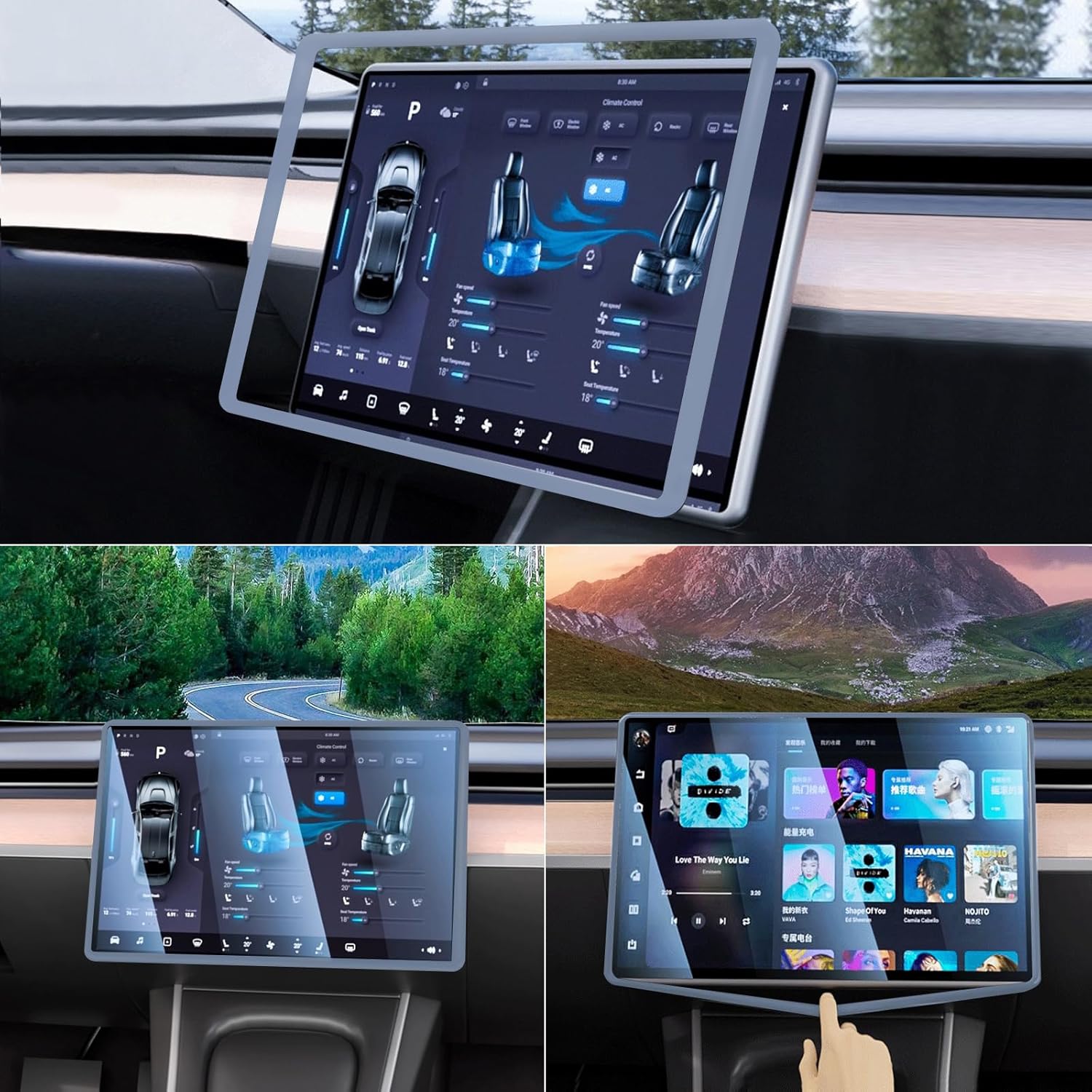 2PCS Screen Rear view Mirror Protector Trim Frame For Tesla Model 3 Y