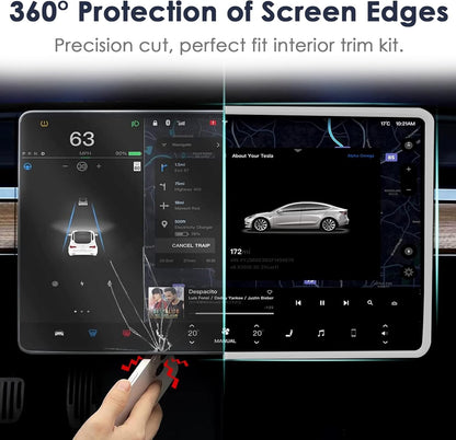 2PCS Screen Rear view Mirror Protector Trim Frame For Tesla Model 3 Y