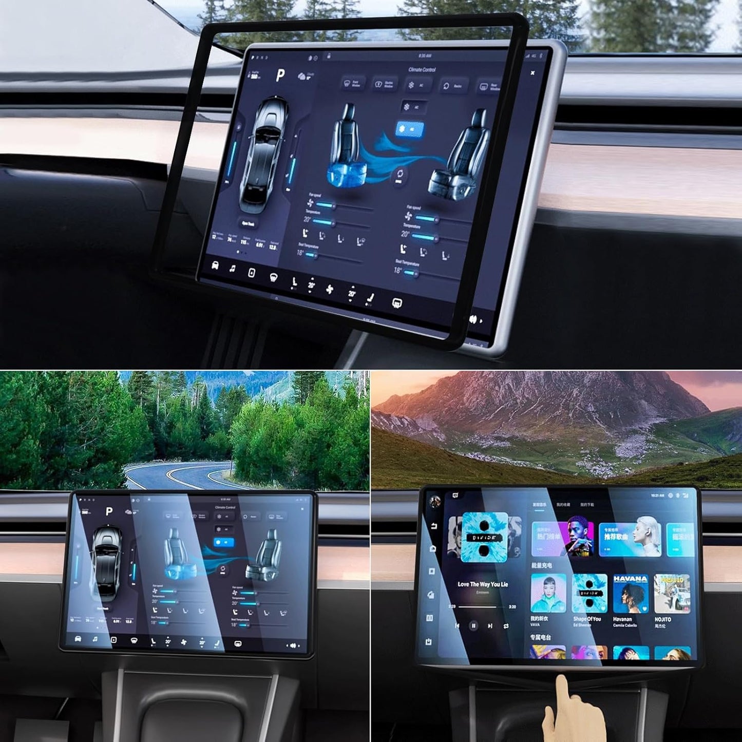 2PCS Screen Rear view Mirror Protector Trim Frame For Tesla Model 3 Y