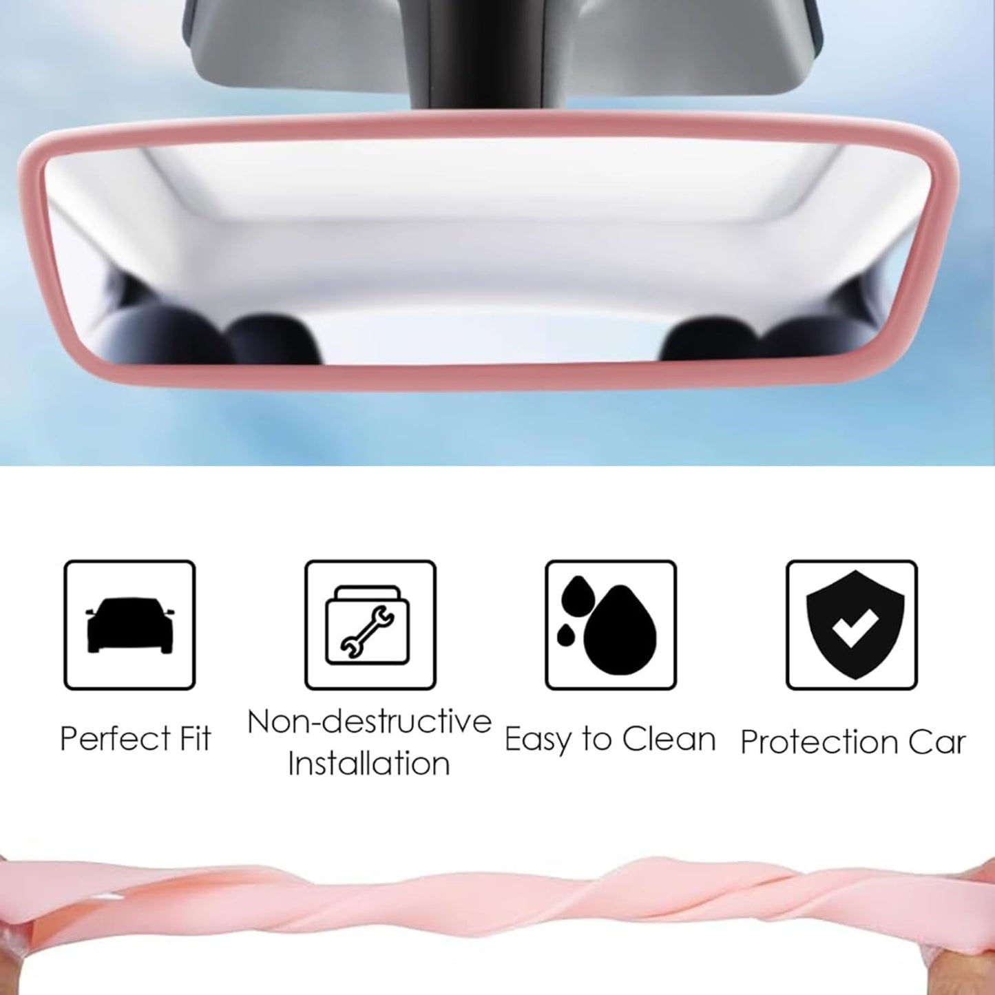 2PCS Screen Rear view Mirror Protector Trim Frame For Tesla Model 3 Y