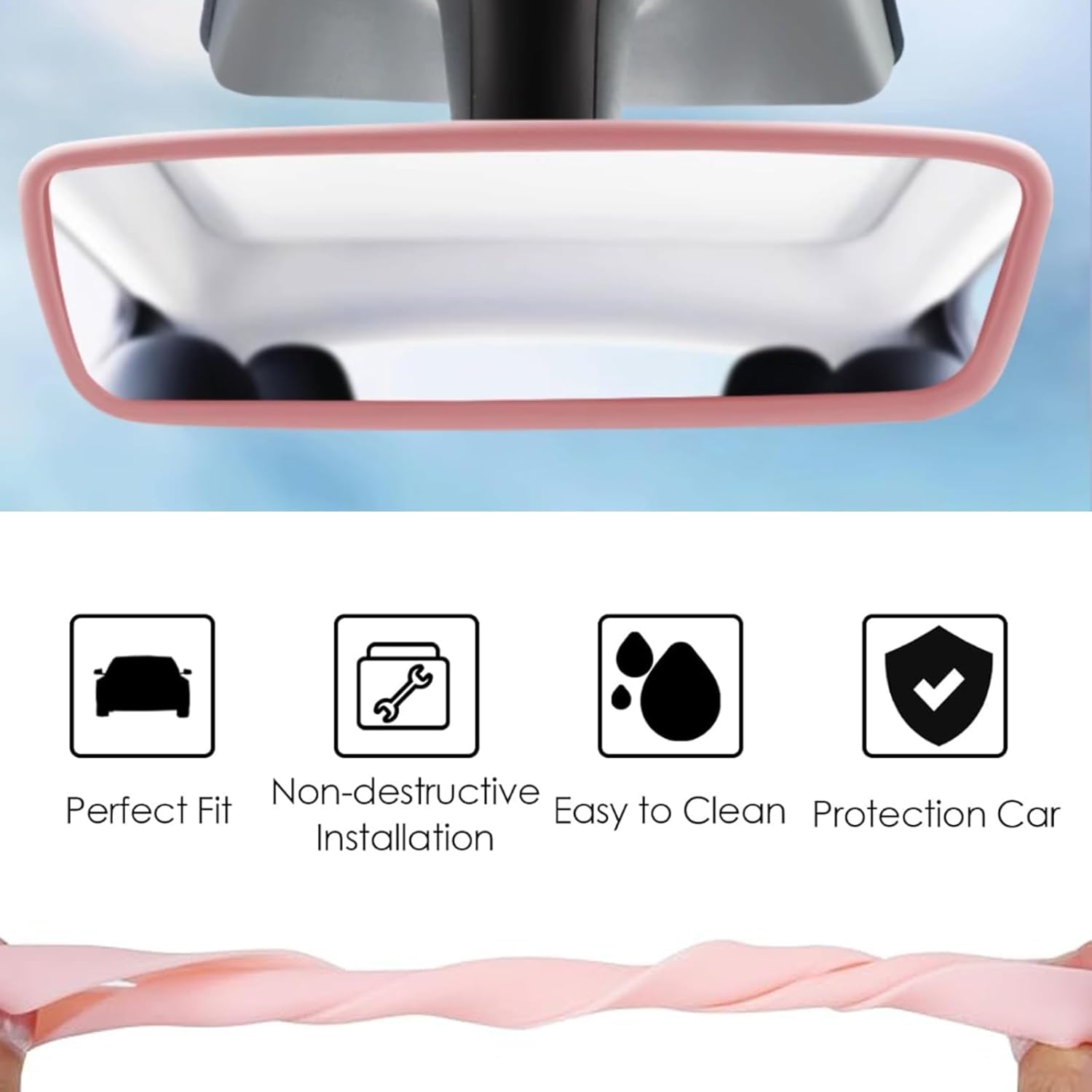 2PCS Screen Rear view Mirror Protector Trim Frame For Tesla Model 3 Y