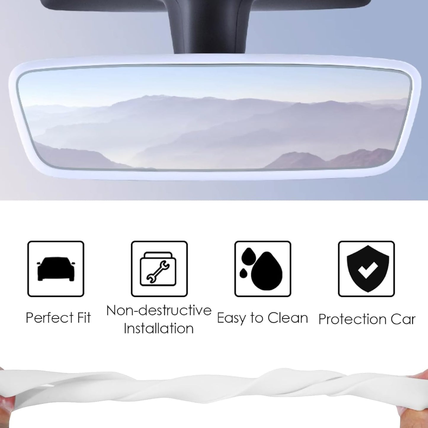 2PCS Screen Rear view Mirror Protector Trim Frame For Tesla Model 3 Y