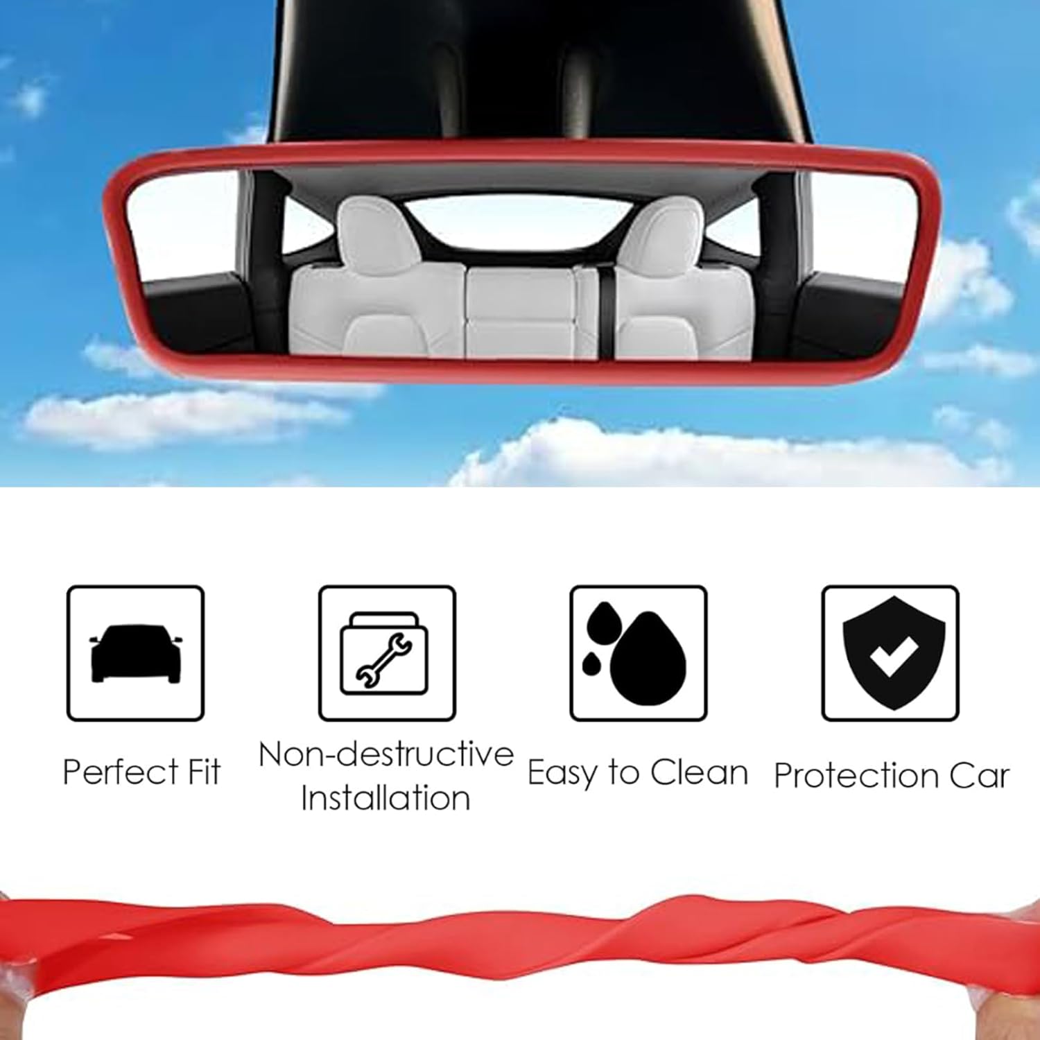 2PCS Screen Rear view Mirror Protector Trim Frame For Tesla Model 3 Y