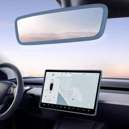 2PCS Screen Rear view Mirror Protector Trim Frame For Tesla Model 3 Y Blue